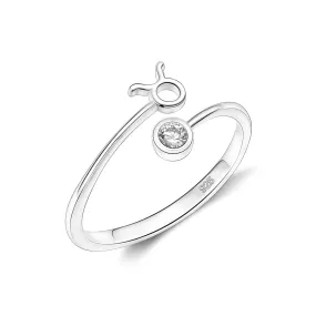 Taurus Ring Sterling Silver Adjustable Zodiac Sign Ring