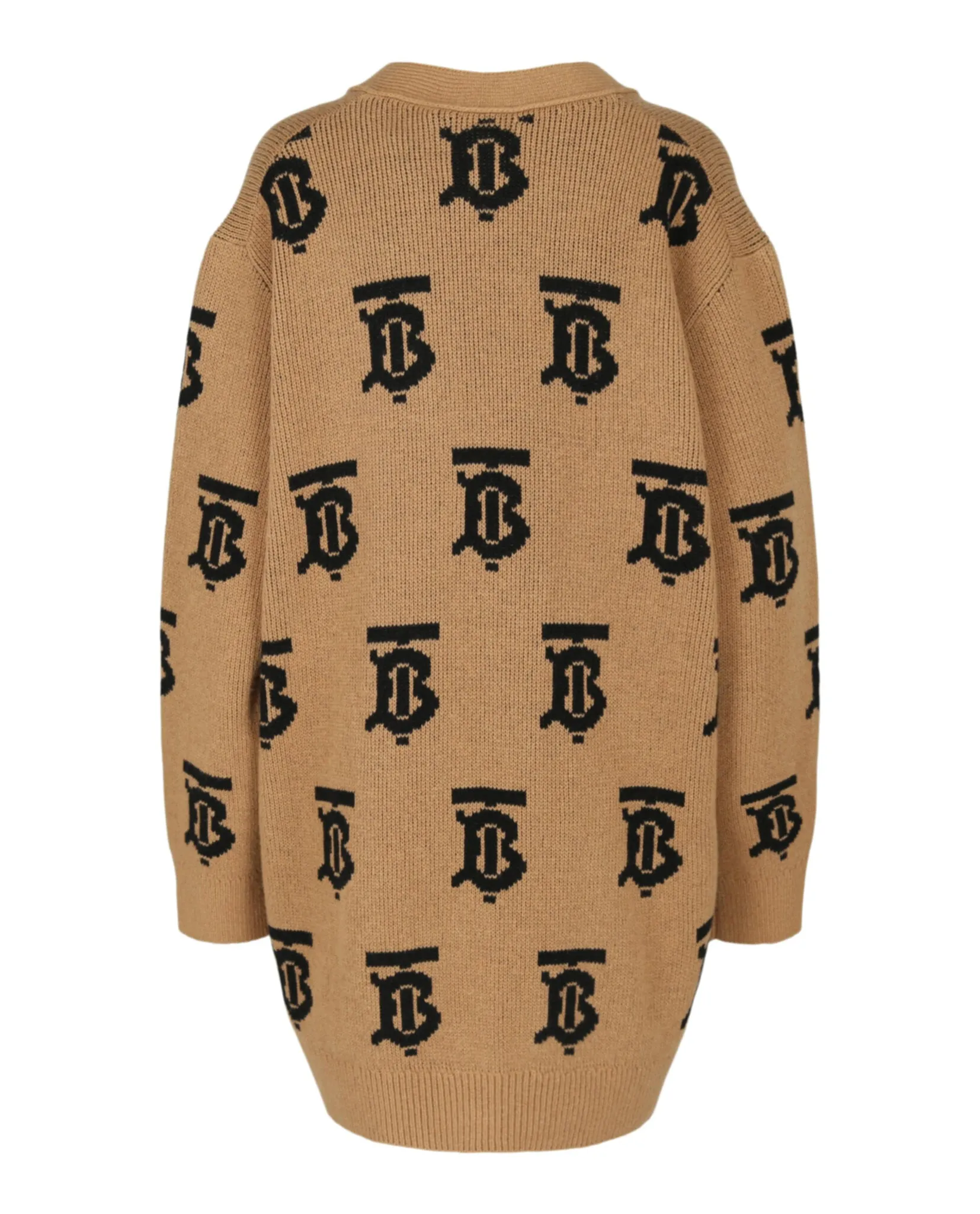 'TB' Monogram Intarsia-Knit Cardigan