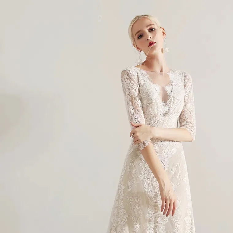 The Idora Lace Wedding Bridal Long Sleeves Dress