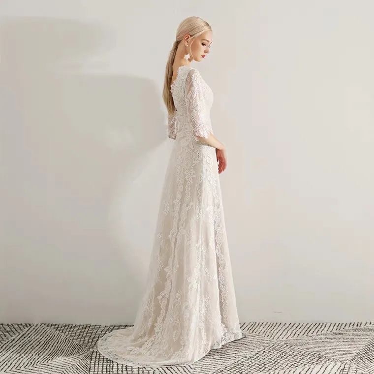 The Idora Lace Wedding Bridal Long Sleeves Dress