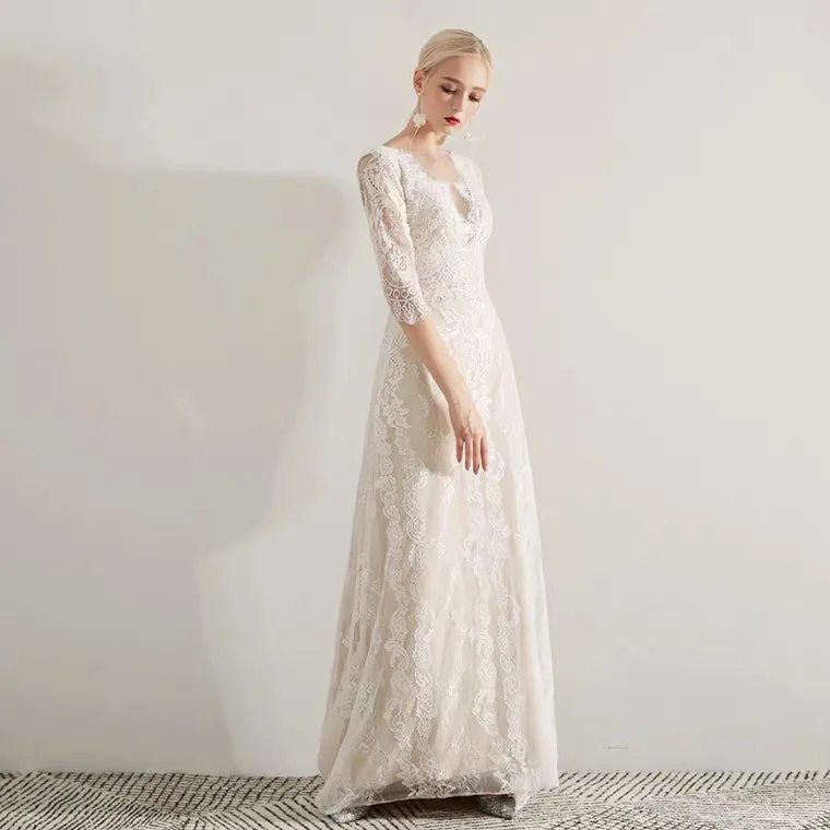 The Idora Lace Wedding Bridal Long Sleeves Dress