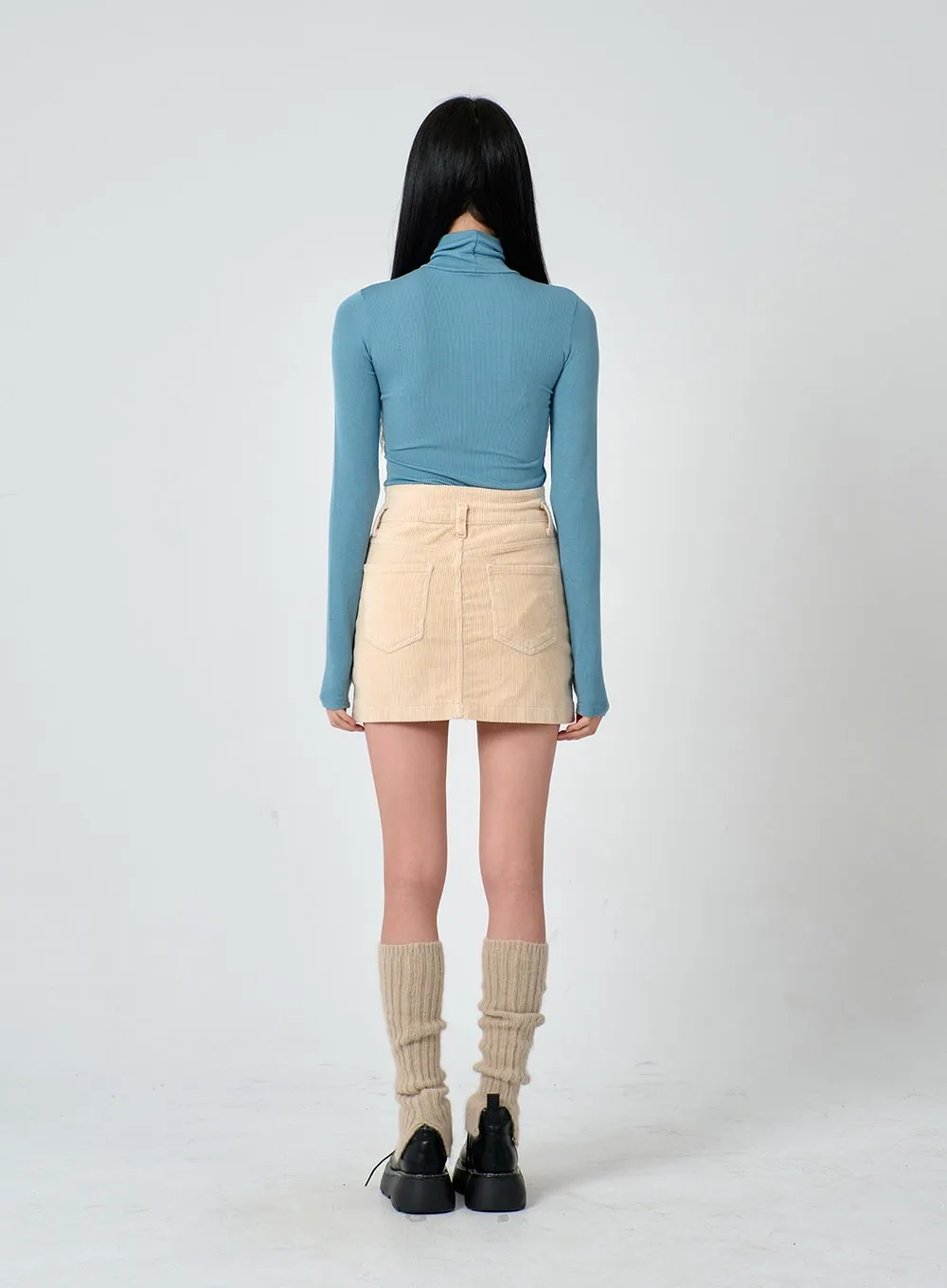 Two Button Corduroy Mini Skirt ON29