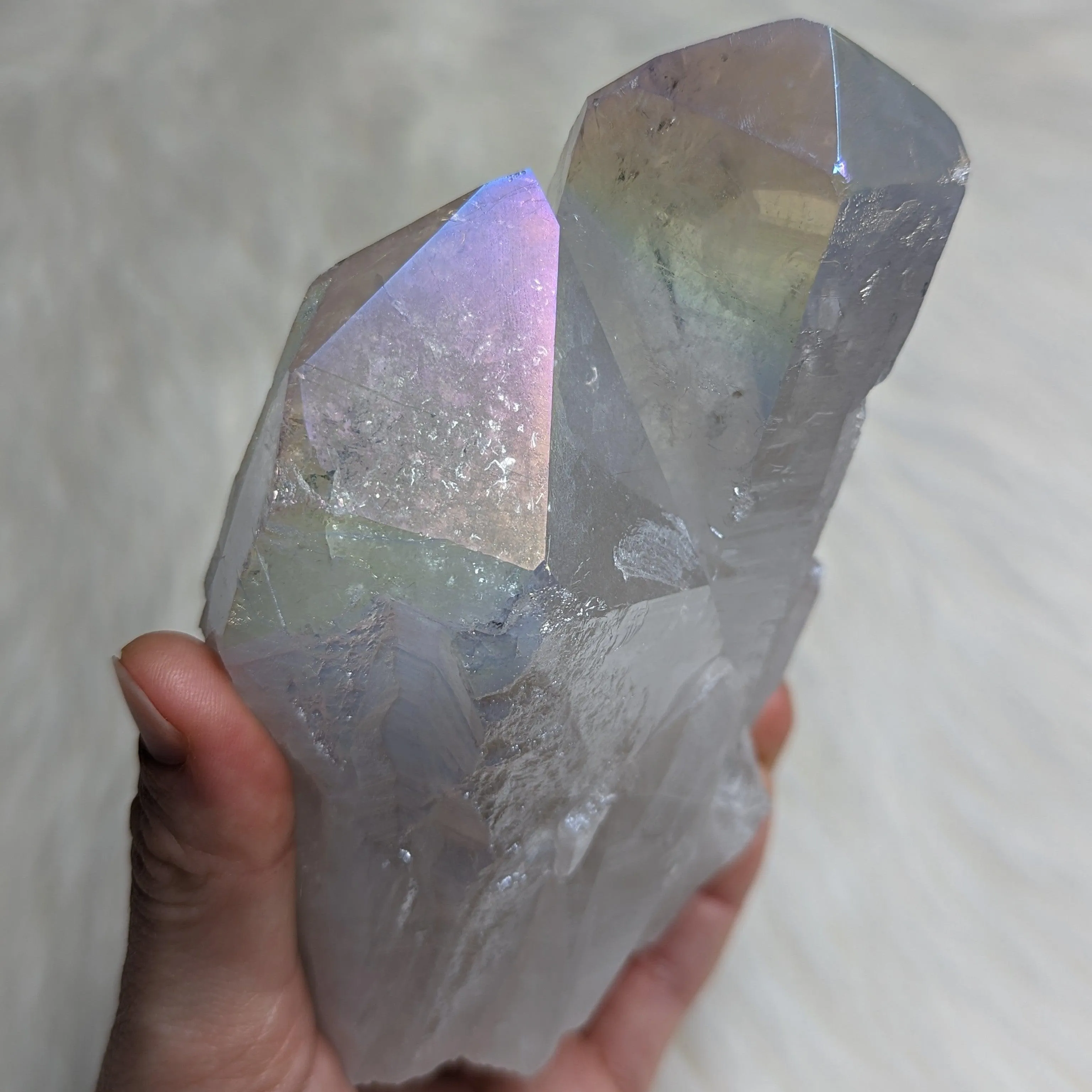 Unicorn Energy ~Pastel Rainbow Glow ANGEL AURA QUARTZ Twin Point