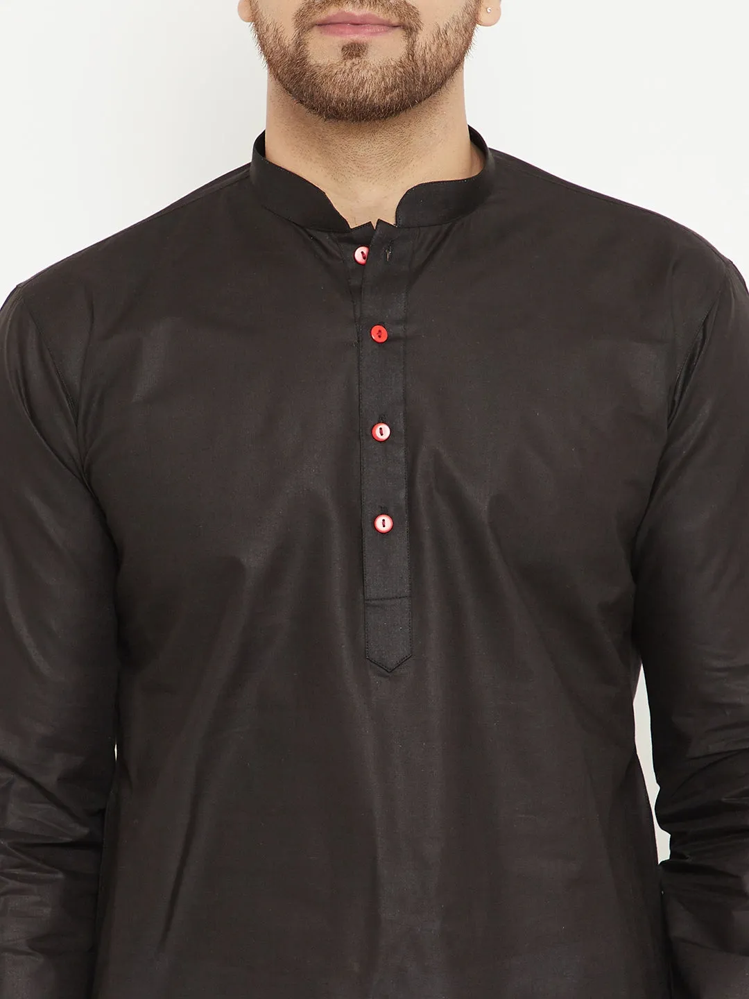 Vastramay Black Cotton Baap Beta Kurta