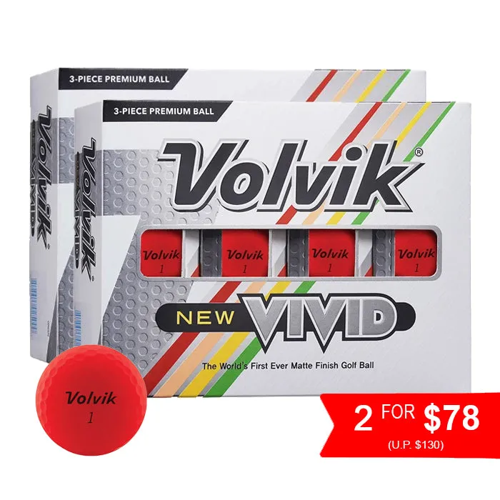 Volvik NEW Vivid Golf Balls - Ruby Red 2 for $78