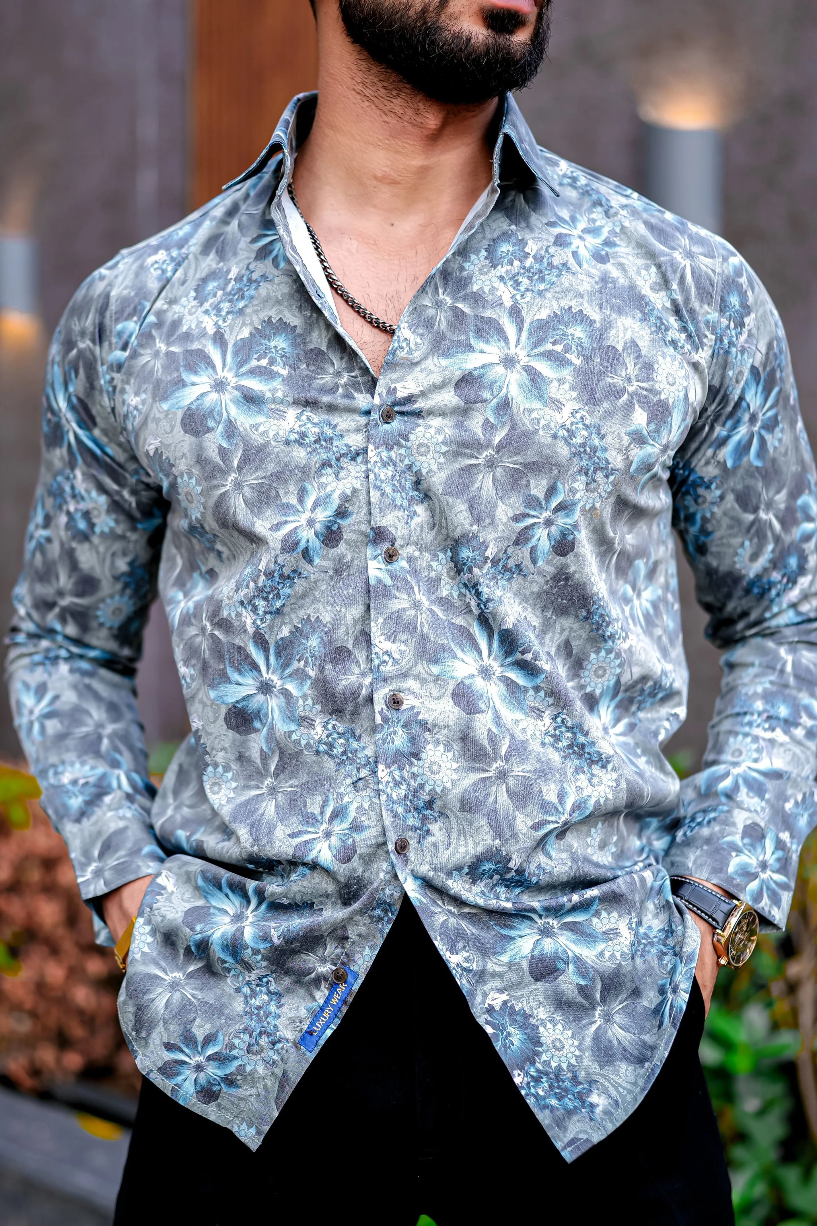 VOZIA Evoke Floral Printed Button-Up Men's Shirt