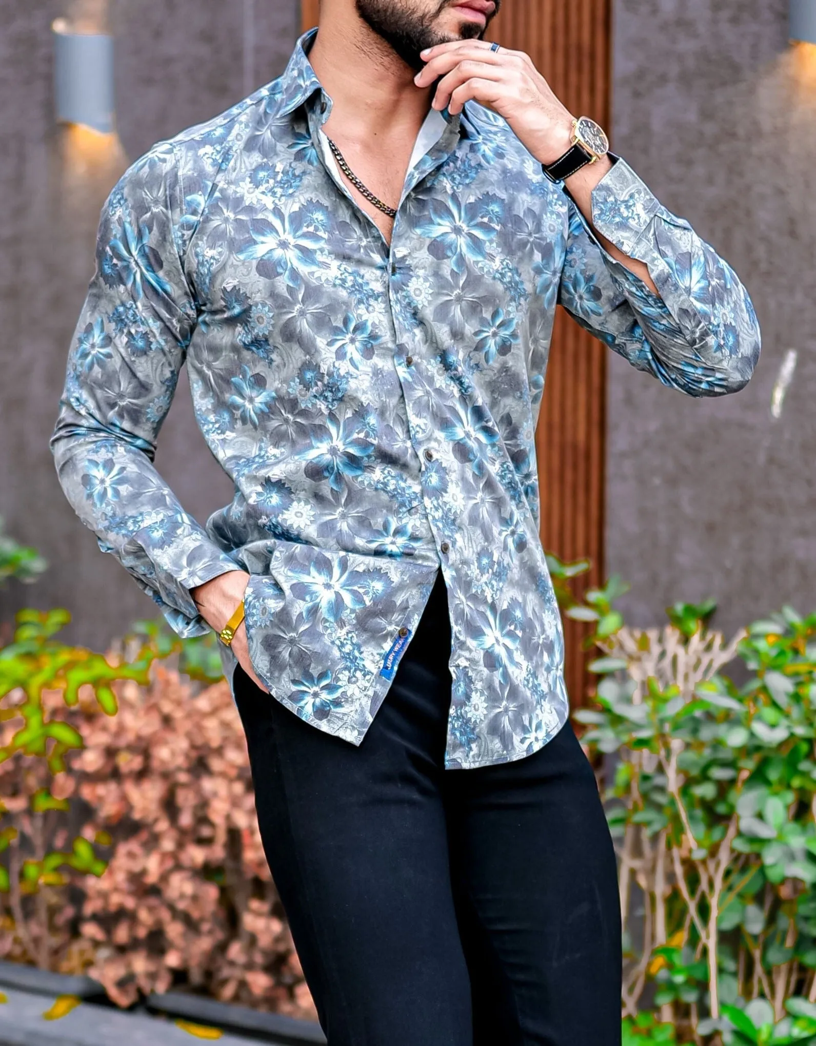 VOZIA Evoke Floral Printed Button-Up Men's Shirt