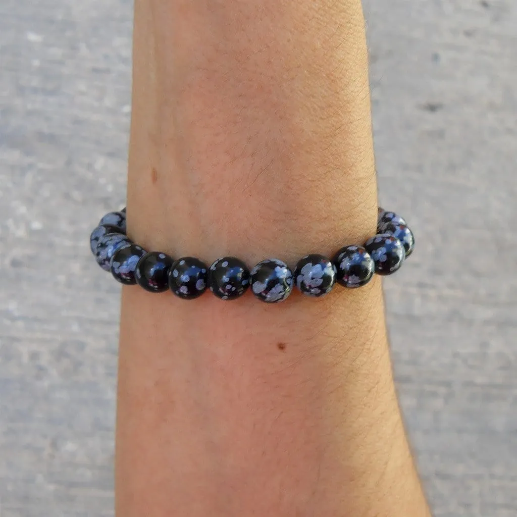 Warrior, Genuine Obsidian Gemstone Mala Bracelet