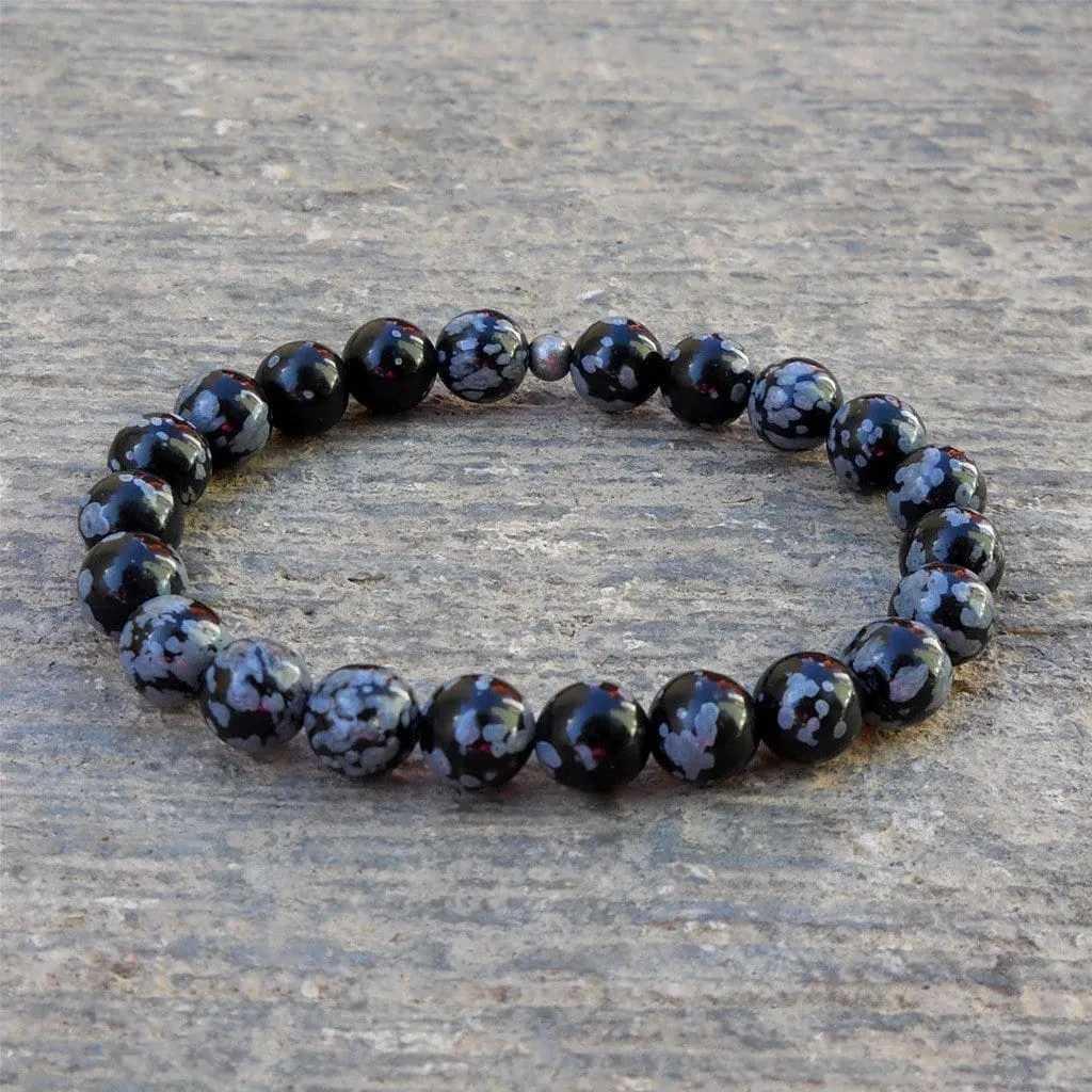 Warrior, Genuine Obsidian Gemstone Mala Bracelet