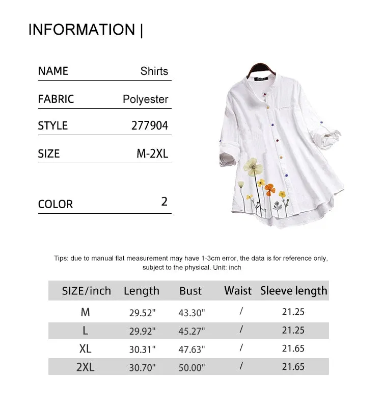 Women's Button Down Round Neck Shirt Classic Long Sleeved Fashion Shirt Floral Pattern Office Work Shirt Blouse