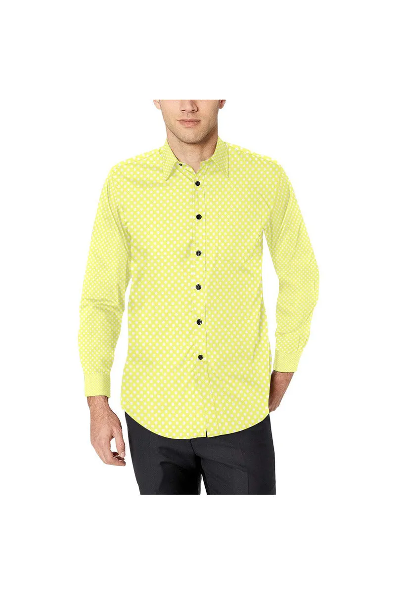 Yellow Polkadots Men's All Over Print Casual Dress Shirt