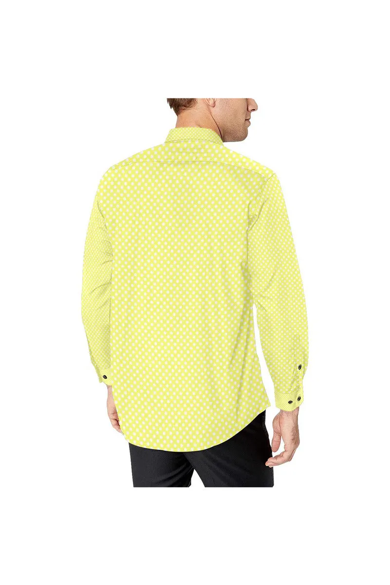 Yellow Polkadots Men's All Over Print Casual Dress Shirt